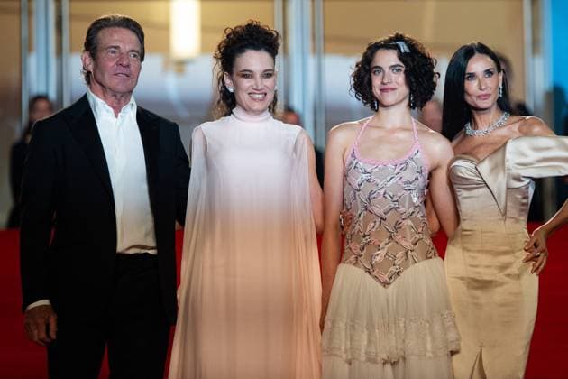 Cannes The Substance Premiere Coralie Fargeat, Dennis Quaid, Margaret Qualley and Demi Moore attending The Substance Premiere as part of the 77th Cannes International Film Festival in Cannes, France on May 15, 2024. Photo by Aurore Marechal ABACAPRESS.COM Cannes France  Copyright: xMarechalxAurore ABACAx