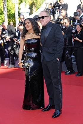 Salma Hayek and Francois Henri Pinault at the Emilia Perez film premiere on 18 05 2024 in Cannes Cannes Film Festival 2024 Emilia Perez film premiere