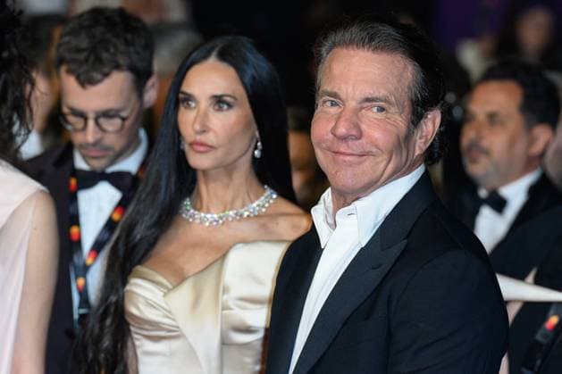 Cannes The Substance Red Carpet NG Dennis Quaid and Demi Moore attending the ?The Substance? Screening and Red Carpet at Palais Des Festivals in Cannes, France on May 19 2024 as part of the 77th Cannes Film Festival. Photo by Nicolas Genin ABACAPRESS.COM Cannes France  Copyright: xGeninxNicolas ABACAx