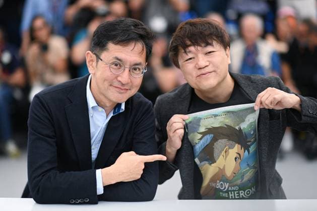 Cannes Honorary Palm D Or To Studio Ghibli Photocall Goro Miyazaki and Kenichi Yoda attending the Honorary Palm D Or To Studio Ghibli Photocall as part of the 77th Cannes International Film Festival in Cannes, France on May 20, 2024. Photo by Aurore Marechal ABACAPRESS.COM Cannes France  Copyright: xMarechalxAurore ABACAx