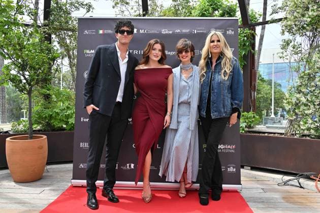 Cannes, 77th Cannes Film Festival 2024, Photocall for the presentation of Filming Italy Sardegna 2024 In the photo: Vittorio Base, Bella Thorne, Paz Vega, Tiziana Rocca  Copyright: xManuelexMangiarottix xipa-agencyx xPoolxPhotoxEventsx03x IPA_Agency_IPA46302603