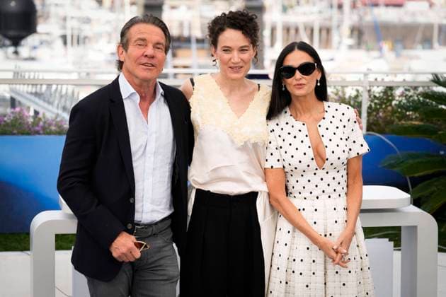 IPP Photo Daniele Cifala™ Cannes 20 05 2024 The Substance Photocall The 77th Annual Cannes Film Festival in the photo Dennis Quaid, Coralie Fargeat and Demi Moore Italy Photo Press World Copyright