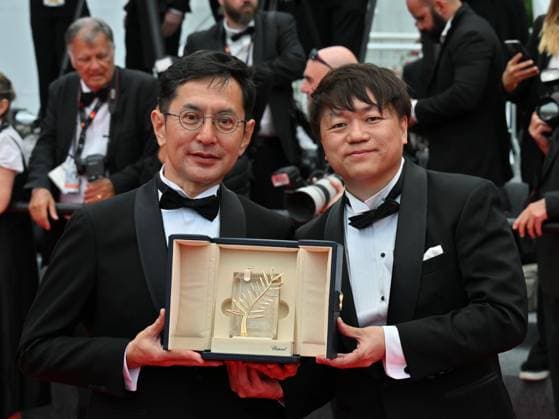 Cannes, 77th Cannes Film Festival 2024, Seventh evening - red carpet Palma d Or Studio Ghibli - In the photo: Goro Miyazaki and Kenichi Yoda  Copyright: xManuelexMangiarottix xipa-agencyx xPoolxPhotoxEventsx03x IPA_Agency_IPA46310956