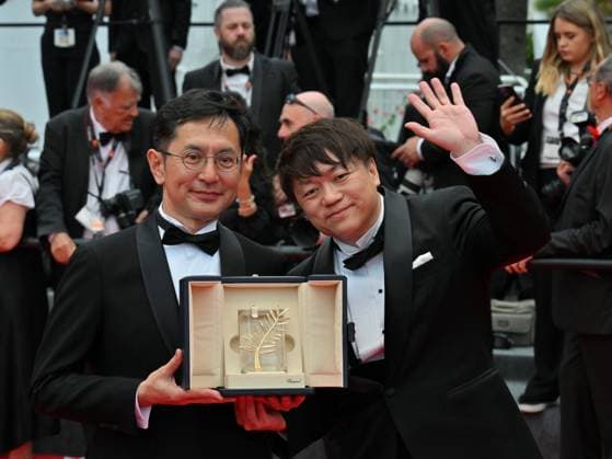 Cannes, 77th Cannes Film Festival 2024, Seventh evening - red carpet Palma d Or Studio Ghibli - In the photo: Goro Miyazaki and Kenichi Yoda  Copyright: xManuelexMangiarottix xipa-agencyx xPoolxPhotoxEventsx03x IPA_Agency_IPA46310968