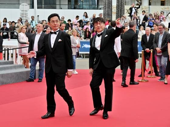 Cannes, France: Cannes, 77th Cannes Film Festival 2024, Sixth evening - red carpet Palma d Or Studio Ghibli - In the photo: Goro Miyazaki and Kenichi Yoda Cannes France  - ZUMAp169 20240520_zea_p169_634 Copyright: xManuelexMangiarottix