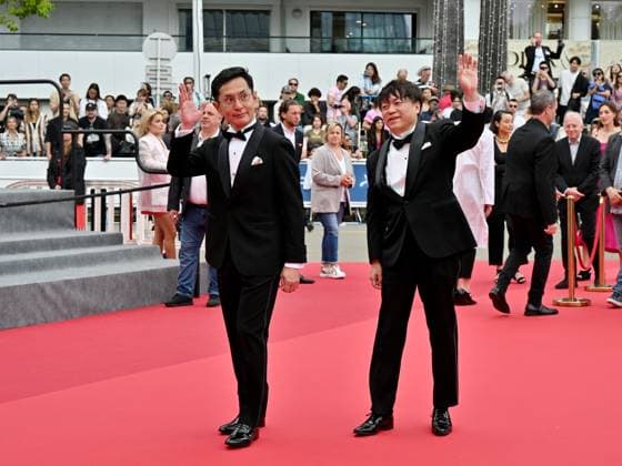 Cannes, France: Cannes, 77th Cannes Film Festival 2024, Sixth evening - red carpet Palma d Or Studio Ghibli - In the photo: Goro Miyazaki and Kenichi Yoda Cannes France  - ZUMAp169 20240520_zea_p169_635 Copyright: xManuelexMangiarottix