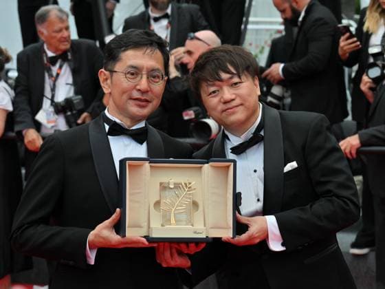 Cannes, France: Cannes, 77th Cannes Film Festival 2024, Seventh evening - red carpet Palma d Or Studio Ghibli - In the photo: Goro Miyazaki and Kenichi Yoda Cannes France  - ZUMAp169 20240520_zea_p169_670 Copyright: xManuelexMangiarottix