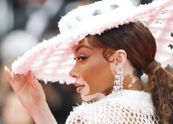 Canadian model Winnie Harlow attends the premiere of The Apprentice at the 77th Cannes Film Festival in Cannes, France on Monday May 20, 2024.  CAN20240520187 RUNExHELLESTAD