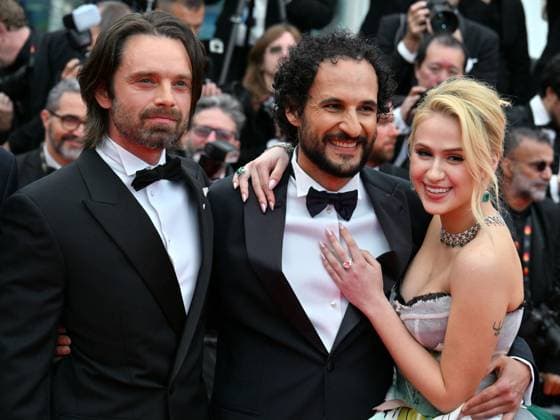 **Cannes, 77th Cannes Film Festival 2024, Seventh evening - red carpet of the film The Apprentice Cannes, 77th Cannes Film Festival 2024, Seventh evening - Red carpet film The Apprentice - In the photo: Sebastian Stan, Ali Abbasi, Maria Bakalova Cannes France  Copyright: xIPA ABACAx