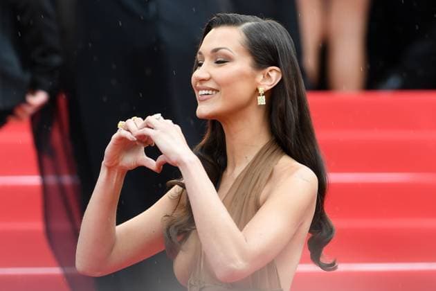 Bella Hadid attends the screening of The Apprentice during the 77th Cannes Film Festival at Palais des Festivals in Cannes, France. MAY 21st 2024  RHDx24184