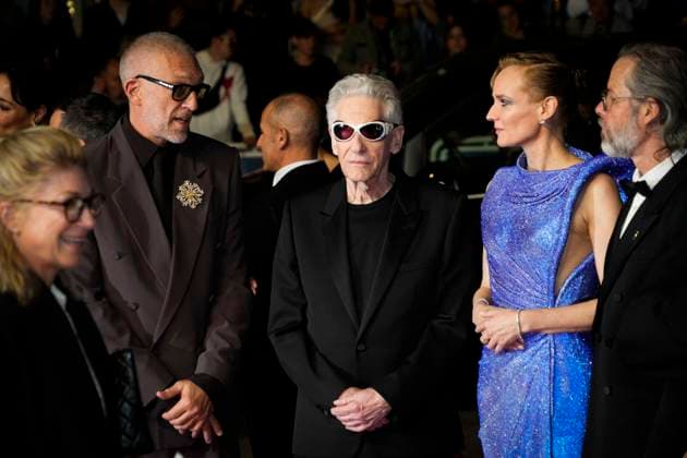 IPP Photo Daniele Cifala™ Cannes 20 05 2024 The Shrouds Les Linceuls Red Carpet The 77th Annual Cannes Film Festival in the photo Vincent Cassel, Canadian director David Cronenberg, German actress Diane Kruger Italy Photo Press World Copyright