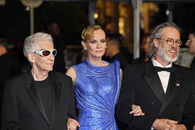 David Cronenberg, Diane Kruger and Guy Pearce at the premiere of THE SHROUDS at the 77th Cannes Film Festival 20 05 2024