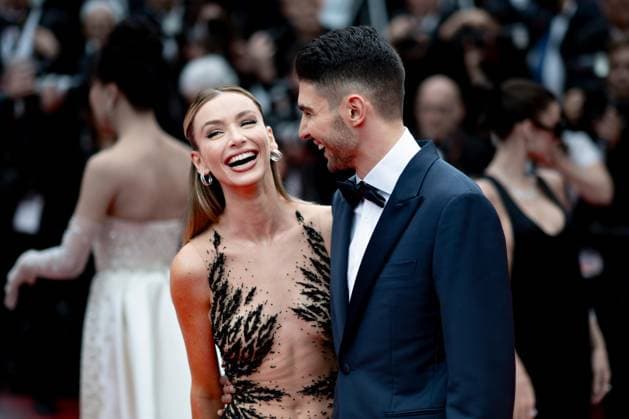 Cannes, France 20th May, 2024 Flavy Barla and Esteban Ocon attends The Apprentice Screening red carpet at the 77th annual Cannes Film Festival at Palais des Festivals on May Ã , 2024 in Cannes, France CINEMA 77eme Festival de Cannes Red Carpet du film The Apprentice 20 05 2024 NorbertScanella Panoramic 