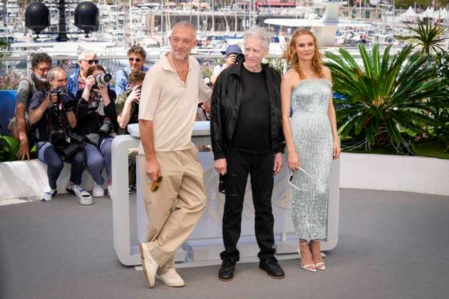 IPP Photo Daniele Cifala™ Cannes 21 05 2024 The Shrouds Les Linceuls Photocall The 77th Annual Cannes Film Festival in the photo Vincent Cassel, director David Cronenberg and Diane Kruger Italy Photo Press World Copyright