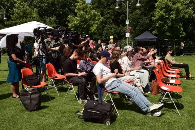 PK for UEFA EURO 2024 in Berlin Lots of journalists and photographers at the PK presentation of the Fan Zone Berlin Ð what awaits visitors to UEFA EURO 2024 in the capital in Berlin 21 05 2024 Photopress Mueller