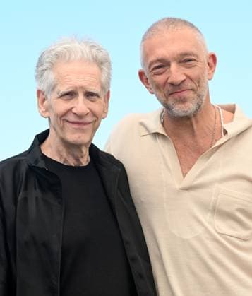 Canadian director David Cronenberg and French actor Vincent Cassel attend the photo call for The Shrouds at the 77th Cannes Film Festival in Cannes, France on Tuesday May 21, 2024.  CAN2024052124 RUNExHELLESTAD