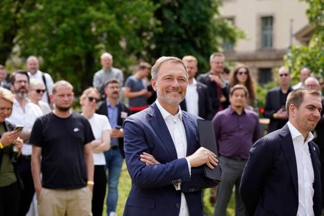 Federal Minister of Finance Lindner presents special postage stamp and 11 euro collectors coin Presentation of the special postage stamp and the 11 euro collectors coin UEFA European Football Championship 2024 with Federal Minister of Finance Christian Lindner at the Federal Ministry of Finance Berlin Berlin GER