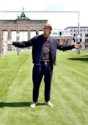 Joe Chialo, Senator for Culture and Social Cohesion of Berlin at the press conference for the fan zone at the Brandenburg Gate in Berlin Presentation of ideas and plans what awaits visitors to the UEFA EURO, European Championship in Berlin,