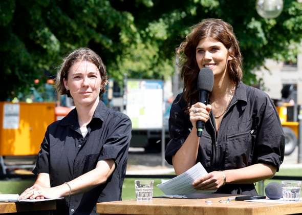 Lisa Herzog, Dr. Paulina Hübner at the press conference for the fan zone at the Brandenburg Gate in Berlin Presentation of ideas and plans What awaits visitors to the UEFA EURO, European Championship in Berlin ,
