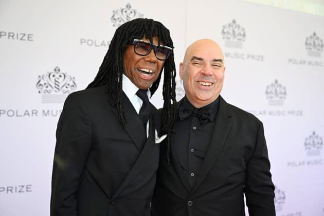 Polar music prize recipient Nile Rodgers and his manager Merck Mercuriadis arrive at the Polar Music Prize awards at Grand hotel in Stockholm, Sweden on may 21, 2024 STOCKHOLM SWEDEN x10070x  Copyright: xJessicaxGow TTx POLAR MUSIC PRIZE 2024 w_NQzBsoUMs