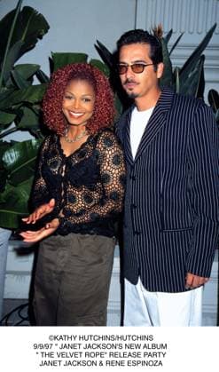 KATHY HUTCHINS HUTCHINS.9 9 97 JANET JACKSON S NEW ALBUM THE VELVET ROPE RELEASE PARTY.JANET JACKSON & RENE ESPINOZA EDITORIAL USE ONLY Copyright: xx x khphotos205357