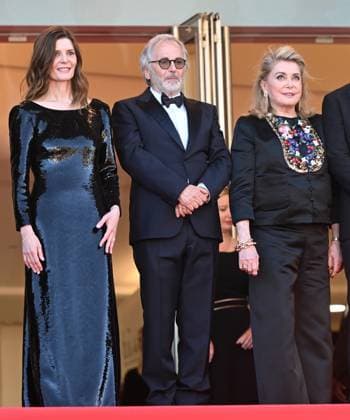 French director Christophe Honore, actresses Chiara Mastroianni and Catherine Deneuve attend the premiere of Marcello Mio at the 77th Cannes Film Festival in Cannes, France on Tuesday May 21, 2024.  CAN20240521142 RUNExHELLESTAD