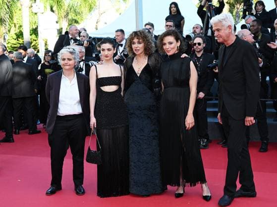 **Cannes, 77th Cannes Film Festival 2024, Ninth evening - red carpet of the film Marcello Mio Cannes, 77th Cannes Film Festival 2024, Eighth evening - red carpet of the film Marcello Mio In the photo: Jasmine Trinca, Valeria Golino, Tecla Insolia and Viola Prestieri Cannes France  Copyright: xIPA ABACAx