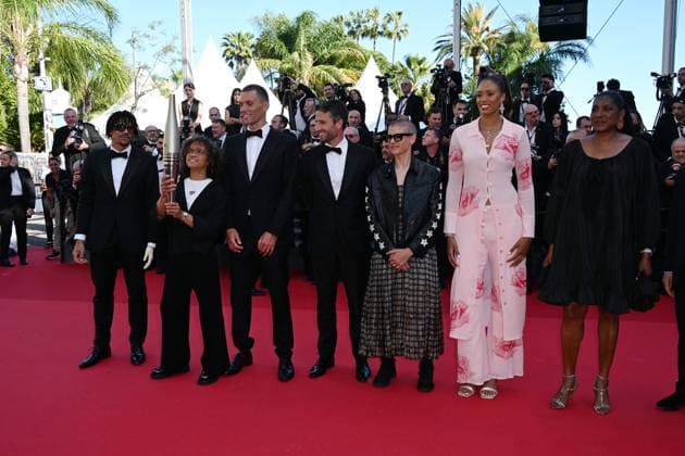 Cannes, 77th Cannes Film Festival 2024, Eighth evening - red carpet of the film Marcello mio In the photo: Iliana Rupert, Marie Patouillet, Tony Estanguet, Alexis Hanquinquant, NÃ lia Barbosa and Arnaud Assoumani  Copyright: xSimonexComix xipa-agency.netx xPoolxPhotoxEventsx03x IPA_Agency_IPA46374306