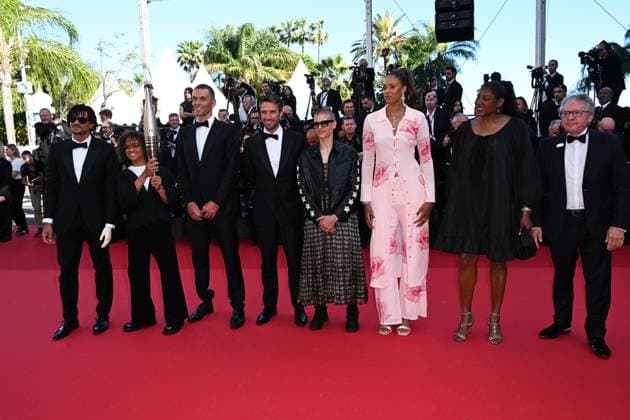Cannes, 77th Cannes Film Festival 2024, Eighth evening - red carpet of the film Marcello mio In the photo: Iliana Rupert, Marie Patouillet, Tony Estanguet, Alexis Hanquinquant, NÃ lia Barbosa and Arnaud Assoumani  Copyright: xSimonexComix xipa-agency.netx xPoolxPhotoxEventsx03x IPA_Agency_IPA46374315