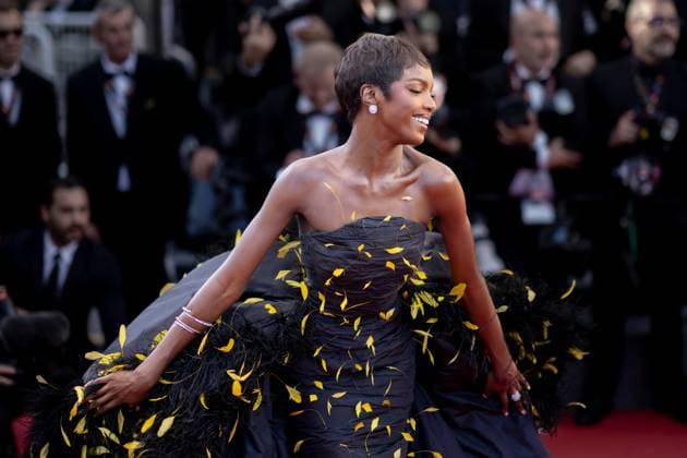 Cannes, France 21th May, 2024 Leomie Anderson attends Marcello Mio Screening red carpet at the 77th annual Cannes Film Festival at Palais des Festivals on May 21, 2024 in Cannes, France CINEMA 77eme Festival de Cannes Red Carpet du film Marcello Mio 21 05 2024 NorbertScanella Panoramic 
