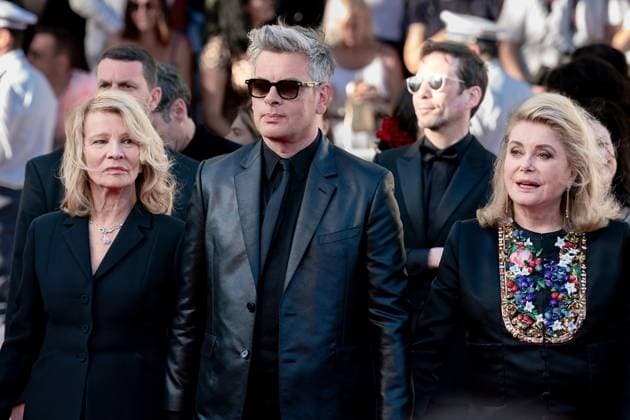 Cannes, France 21th May, 2024 Nicole Garcia, Benjamin Biolay and Catherine Deneuve attends Marcello Mio Screening red carpet at the 77th annual Cannes Film Festival at Palais des Festivals on May 21, 2024 in Cannes, France CINEMA 77eme Festival de Cannes Red Carpet du film Marcello Mio 21 05 2024 NorbertScanella Panoramic 