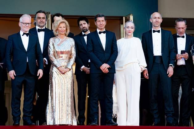 Cannes, France 21th May, 2024 President of the International Cannes Film Festival Iris Knobloch, Mayor of Cannes David Lisnard, Delphine Ernotte Cunci, attends Marcello Mio Screening red carpet at the 77th annual Cannes Film Festival at Palais des Festivals on May 21, 2024 in Cannes, France CINEMA 77eme Festival de Cannes Red Carpet du film Marcello Mio 21 05 2024 NorbertScanella Panoramic 