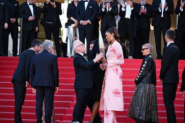 Cannes, 77th Cannes Film Festival 2024, Eighth evening - red carpet of the film Marcello mio In the photo: Iliana Rupert, Marie Patouillet, Tony Estanguet, Alexis Hanquinquant, NÃ lia Barbosa and Arnaud Assoumani  Copyright: xSimonexComix xipa-agency.netx xPoolxPhotoxEventsx03x IPA_Agency_IPA46374342
