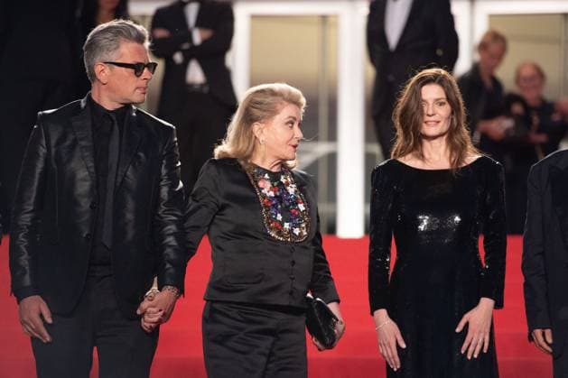 Cannes Marcello Mio Premiere Exit Benjamin Biolay, Catherine Deneuve and Chiara Mastroianni attending the Marcello Mio Premiere as part of the 77th Cannes International Film Festival in Cannes, France on May 20, 2024. Photo by Aurore Marechal ABACAPRESS.COM Cannes France  Copyright: xMarechalxAurore ABACAx