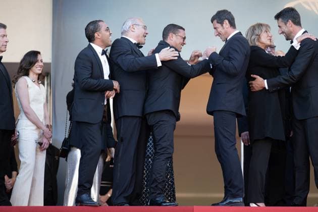 Annual Cannes Film Festival - Marcello Mio Red Carpet - Cannes DN Mayor of Cannes David Lisnard, Brahim Asloum, Louis Acaries and Redouane Asloum attend the Marcello Mio Red Carpet at the 77th annual Cannes Film Festival at Palais des Festivals on May 21, 2024 in Cannes, France. Photo by David Niviere ABACAPRESS.COM CANNES France  Copyright: xNivierexDavid ABACAPRESS.COMx