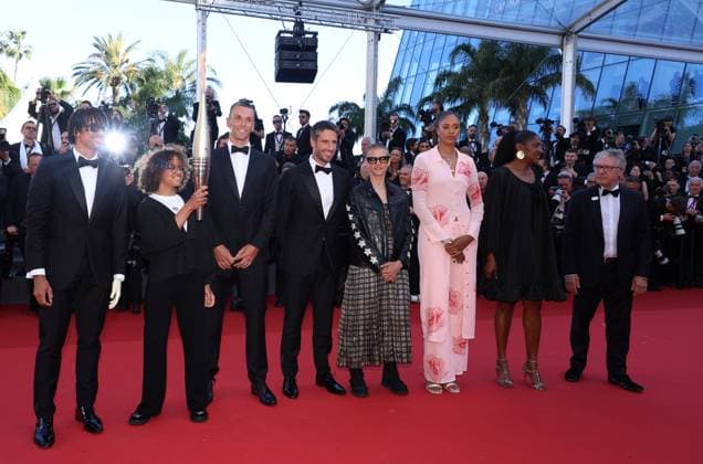 May 21, 2024, Cannes, France: Marie Patouillet, Arnaud Assoumani, No lia Barbosa, Tony Estanguet, Iliana Rupert, Thierry Rey, Marie-Joso Po rec, Alexis Hanquinquant attend the Marcello Mio Red Carpet at the 77th annual Cannes Film Festival at Palais des Festivals on May 21, 2024 in Cannes, France. Cannes France - ZUMAs181 20240521_zea_s181_041 Copyright: xDGPx