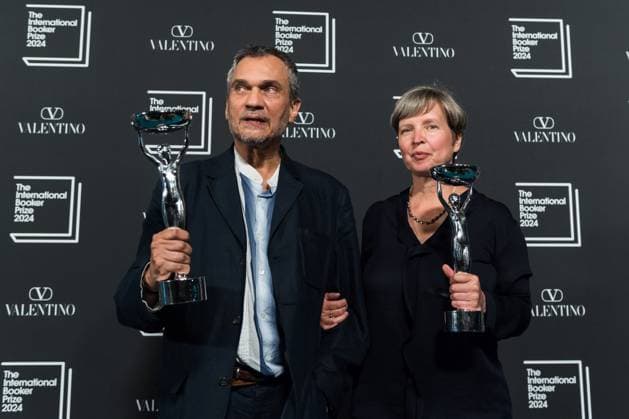 International Booker Prize 2024 Award Ceremony In London LONDON, UNITED KINGDOM - MAY 21, 2024: Winners of the International Booker Prize 2024 author Jenny Erpenbeck (R) and translator Michael Hofmann pose with the trophies during the award ceremony at Tate Modern in London, United Kingdom on May 21, 2024. The International Booker Prize is awarded annually for the finest single work of fiction from around the world which has been translated into English and published in the UK and Ireland. London Greater London United Kingdom  Copyright: xWIktorxSzymanowiczx originalFilename: szymanowicz-internat240521_npChO.jpg