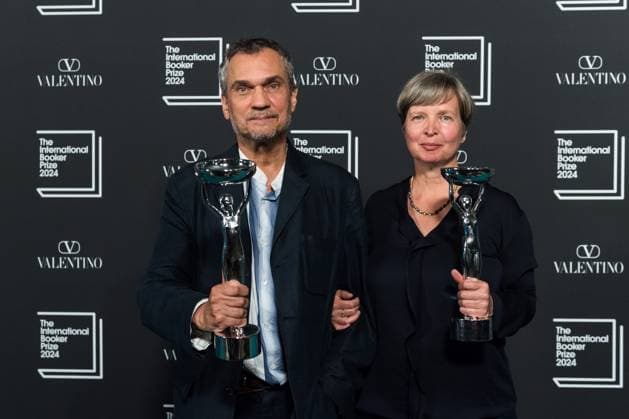 International Booker Prize 2024 Award Ceremony In London LONDON, UNITED KINGDOM - MAY 21, 2024: Winners of the International Booker Prize 2024 author Jenny Erpenbeck (R) and translator Michael Hofmann pose with the trophies during the award ceremony at Tate Modern in London, United Kingdom on May 21, 2024. The International Booker Prize is awarded annually for the finest single work of fiction from around the world which has been translated into English and published in the UK and Ireland. London Greater London United Kingdom  Copyright: xWIktorxSzymanowiczx originalFilename: szymanowicz-internat240521_npnHq.jpg
