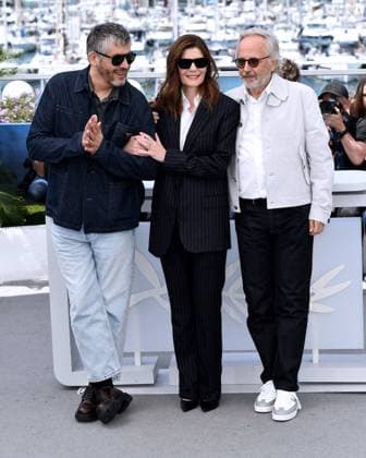 77th Cannes Film Festival 2024, Photocall film Marcello Mio Cannes, 77th Cannes Film Festival 2024 Photocall film Marcello Mio In the photo: Christophe HonorÃ , Chiara Mastroianni, Fabrice Luchini Cannes France  Copyright: xIPA ABACAx