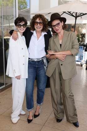Cannes - Valeria Golino At Hotel Martinez (L to R) Tecla Insolia, Valeria Golino and Jasmine Trinca are spotted at Hotel Martinez during 77th Cannes Film Festival in Cannes, France on May 22, 2024. Photo by Marco Piovanotto ABACAPRESS.COM Cannes France  Copyright: xPiovanottoxMarco ABACAx