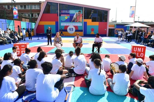Uniqlo event Roger Federer inaugurates a tennis court in La Courneuve and participates in a training session with the La Courneuve community Uniqlo event Roger Federer inaugurates a tennis court in La Courneuve and participates in a training session with the La Courneuve community May 22, 2024 Veeren Ramsamy Bestimage Uniqlo event Roger Federer inaugurates a tennis court in La Courneuve and participates in a training session with the La Courneuve community La Courneuve France  Copyright: xVEERENx xBESTIMAGExVEERENx xBESTIMAGEx
