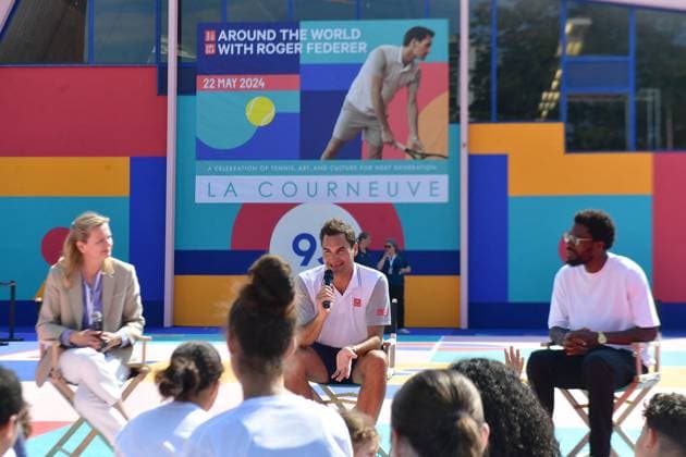 Uniqlo event Roger Federer inaugurates a tennis court in La Courneuve and participates in a training session with the La Courneuve community Uniqlo event Roger Federer inaugurates a tennis court in La Courneuve and participates in a training session with the La Courneuve community May 22, 2024 Veeren Ramsamy Bestimage Uniqlo event Roger Federer inaugurates a tennis court in La Courneuve and participates in a training session with the La Courneuve community La Courneuve France  Copyright: xVEERENx xBESTIMAGExVEERENx xBESTIMAGEx