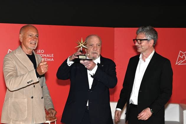 Turin,Italy Paul Schrader director and screenwriter receives the Stella della Mole Award at the National Cinema Museum with masterclass In the photo:Paul Schrader with Domenico De Gaetano Director of the National Cinema Museum of Turin, Enzo Ghigo is the new President of the National Cinema Museum Cinema Torino during the Stella della Mole Award ceremony  Copyright: xNickxZonnax xipa-agency.netx xNickxZonnax IPA_Agency_IPA46419236
