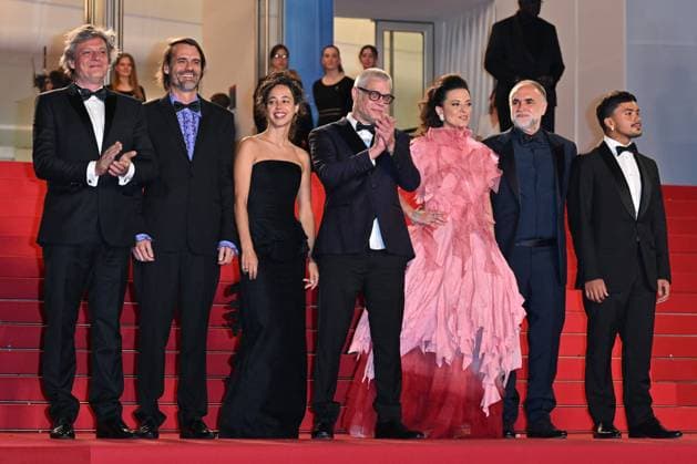 Cannes Motel Destino Red Carpet NG Fabio Assuncao, Nataly Rocha, Karim Ainouz and Iago Xavier attending the ?Motel Destino? Screening and Red Carpet at Palais Des Festivals in Cannes, France on May 22 2024 as part of the 77th Cannes Film Festival. Photo by Nicolas Genin ABACAPRESS.COM Cannes France  Copyright: xGeninxNicolas ABACAx