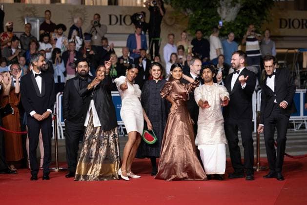 Cannes All We Imagine As Light Screening DB Ranabir Das, Julien Graff, Hridhu Haroon, Chhaya Kadam, Divya Prabha, Payal Kapadia, Kani Kusruti, Zico Maitra and Thomas Hakim attend the All We Imagine As Light Red Carpet at the 77th annual Cannes Film Festival at Palais des Festivals on May 23, 2024 in Cannes, France. Photo by David Boyer ABACAPRESS.COM Cannes France  Copyright: xBoyerxDavid ABACAx