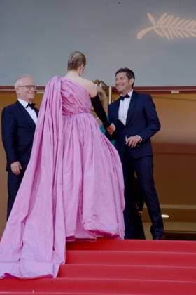 May 23, 2024, Cannes, France: CANNES, FRANCE - MAY 23: President of the Jury, Greta Gerwig and David Lisnard Mayor of Cannes attend the L Amour Ouf (Beating Hearts) Red Carpet at the 77th annual Cannes Film Festival at Palais des Festivals on May 23, 2024 in Cannes, France. Cannes France - ZUMAi09_ 20240523_zaf_i09_024 Copyright: xFrederickxInjimbertx