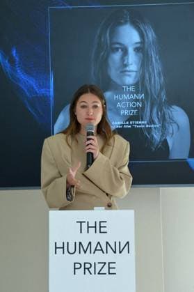 Remise du prix Human Prize dans le cadre de la semaine du cinÃ ma positif lors du 77eme Festival International du Film de Cannes Camille Etienne Remise du prix Human Prize dans le cadre de la semaine du cinÃ ma positif lors du 77eme Festival International du Film de Cannes le 23 mai 2024 Rachid Bellak Bestimage Presentation of the Human Prize as part of the positive cinema week during the 77th Cannes International Film Festival on May 23, 2024 Rachid Bellak Bestimage Cannes France  Copyright: xRACHIDxBELLAKx xBESTIMAGExRACHIDxBELLAKx xBESTIMAGEx
