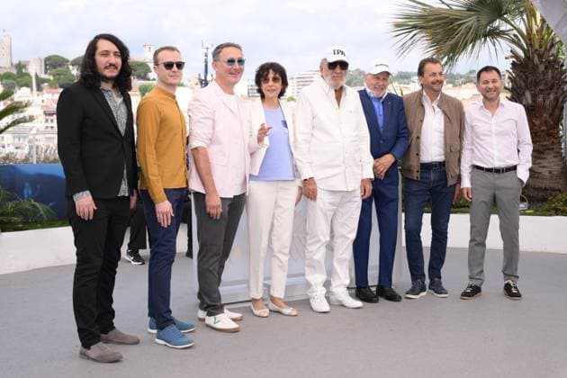 CANNES, FRANCE MAY 24 G D Tudor D POPESCU, co-director, Tudor GIURGIU, co-director, Cristian PASCARIU, co-director, Virginia RUZICI, former tennis player, protagonist, Ion TIRIAC, former tennis player, protagonist, Ilie NASTASE, former tennis player, protagonist, Henri LECONTE, former tennis player, protagonist, Cosmin HODOR, producer, during the photocall of the film Nasty More than just tennis in Seapnce Spà ciale at the 77th Cannes Film Festival at the Palais des Festivals on May 24, 2024 in Cannes, France CINEMA 77eme Festival de Cannes Photocall 24 05 2024 ValentinaClaret Panoramic