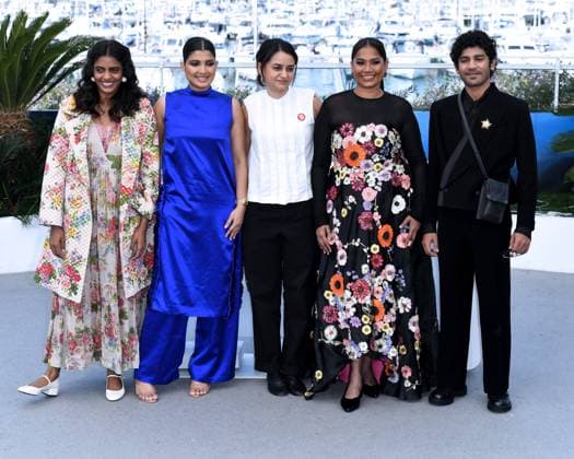 Cannes, France: Cannes, 77th Cannes Film Festival 2024 Photocall film All We Imagine As Light Pictured: Kani Kusruti, Divya Prabha, Payal Kapadia, Chhaya Kadam, Hridhu Haroon Cannes France  - ZUMAp169 20240524_zea_p169_484 Copyright: xAlbertoxTerenghix