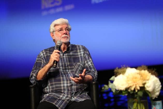 Cannes - Rendez-Vous With George Lucas George Lucas speaks on stage at rendez-vous with George Lucas at the 77th annual Cannes Film Festival at Palais des Festivals on May 24, 2024 in Cannes, France. Photo by JP PARIENTE Pool ABACAPRESS.COM Cannes France  Copyright: xABACAx